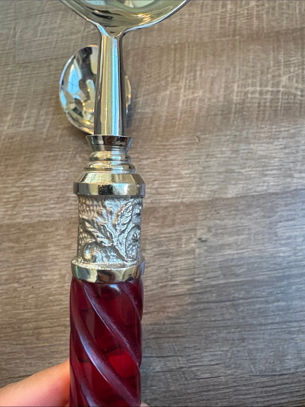 Lenox Holiday Jewel 2-Piece Serving Spoons Stainless Steel Red Spiral Handle